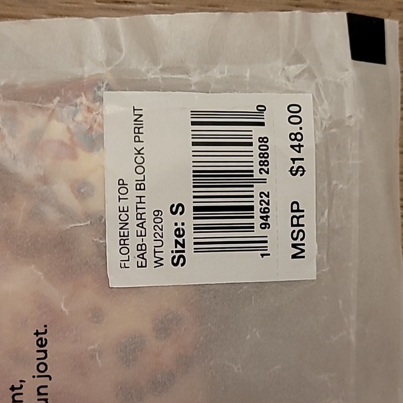 NWT Faherty Florence Organic Cotton Peasant Blouse Small - Picture 5 of 5